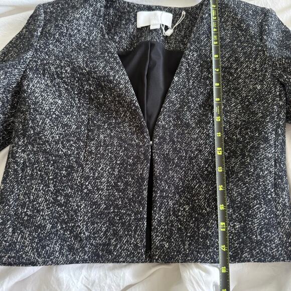BOSS NWOT Jevanala Cropped Tweed Blazer Black White Workwear Business Office 4P - Picture 5 of 10